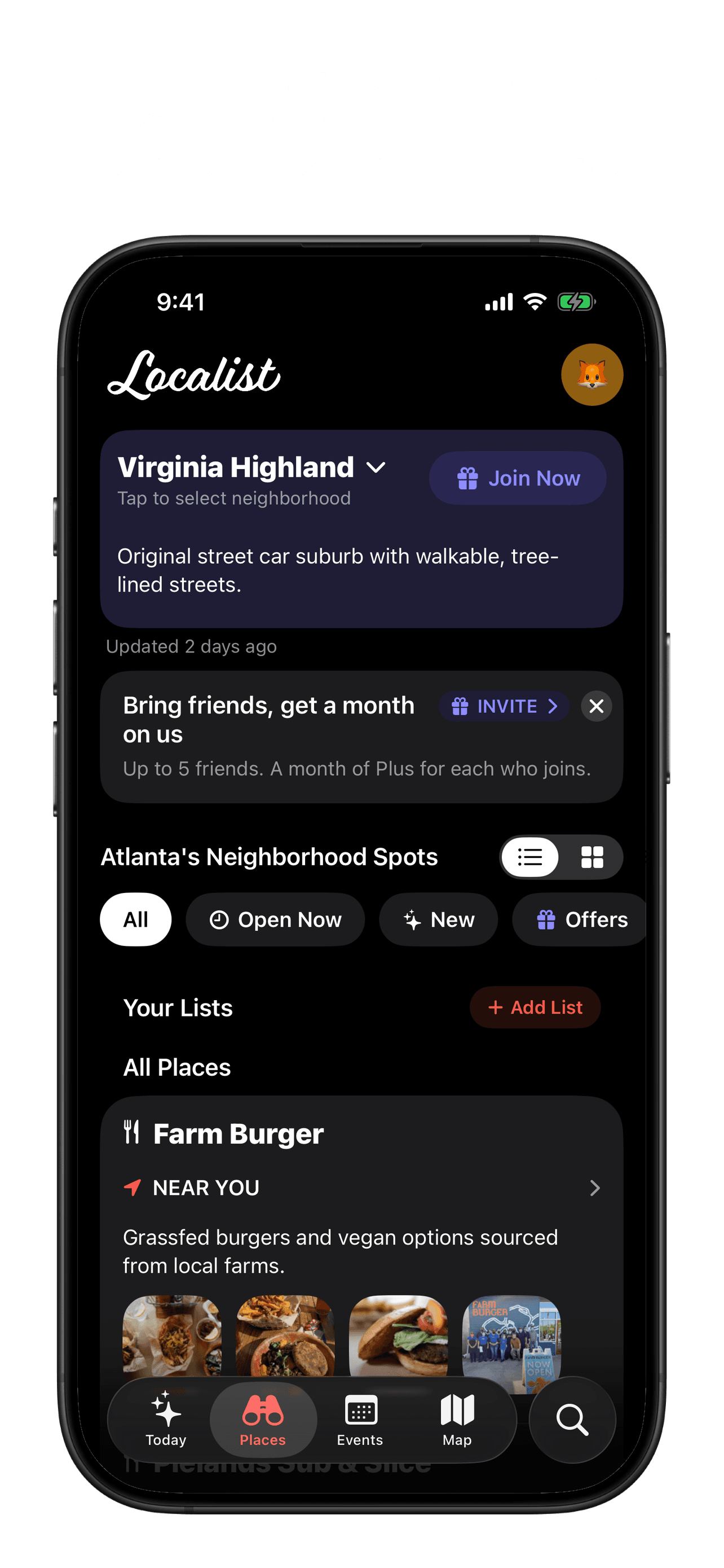 Localist Places tab for Virginia Highland