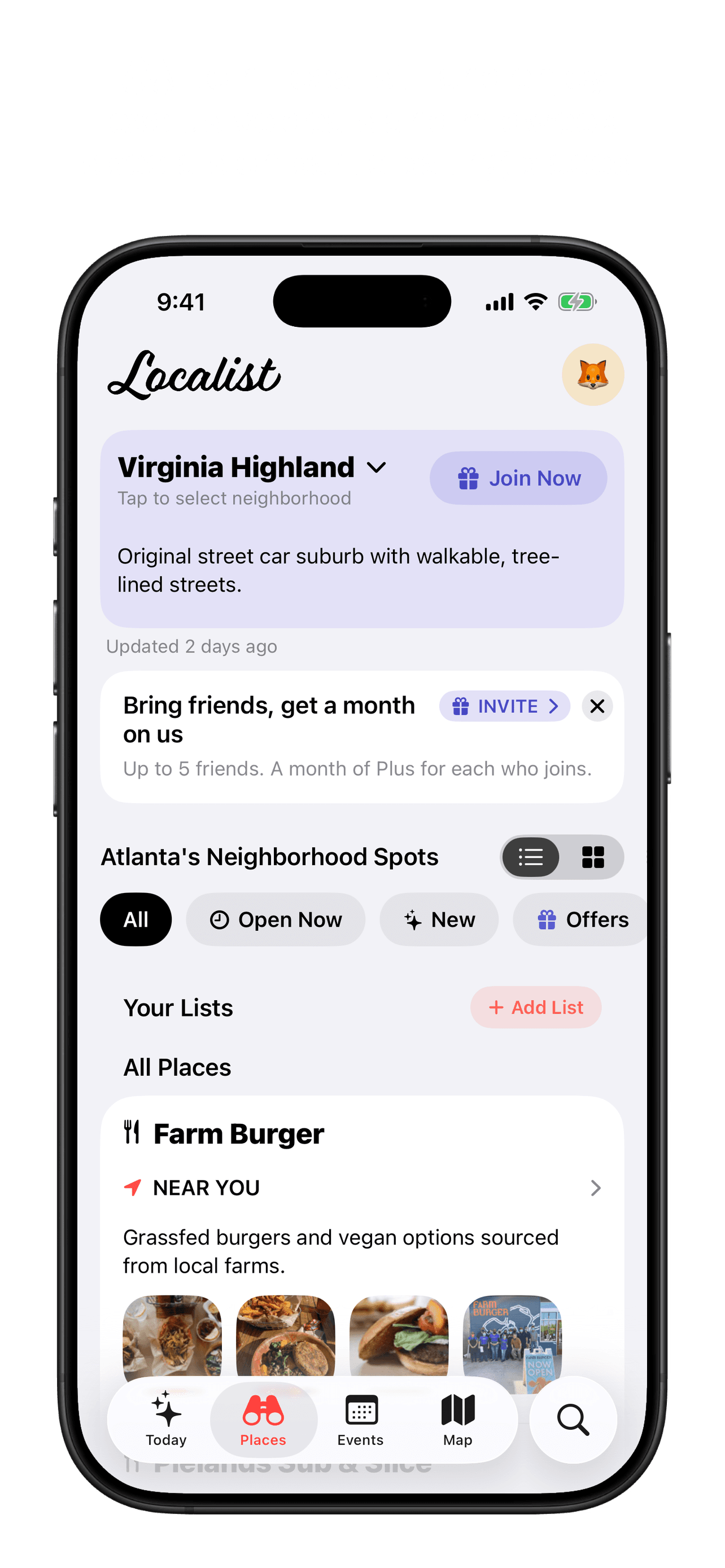 Localist Places tab for Virginia Highland